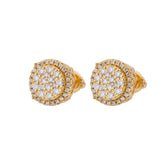 Gold Tone Round Pave Moissanite Stud Earrings